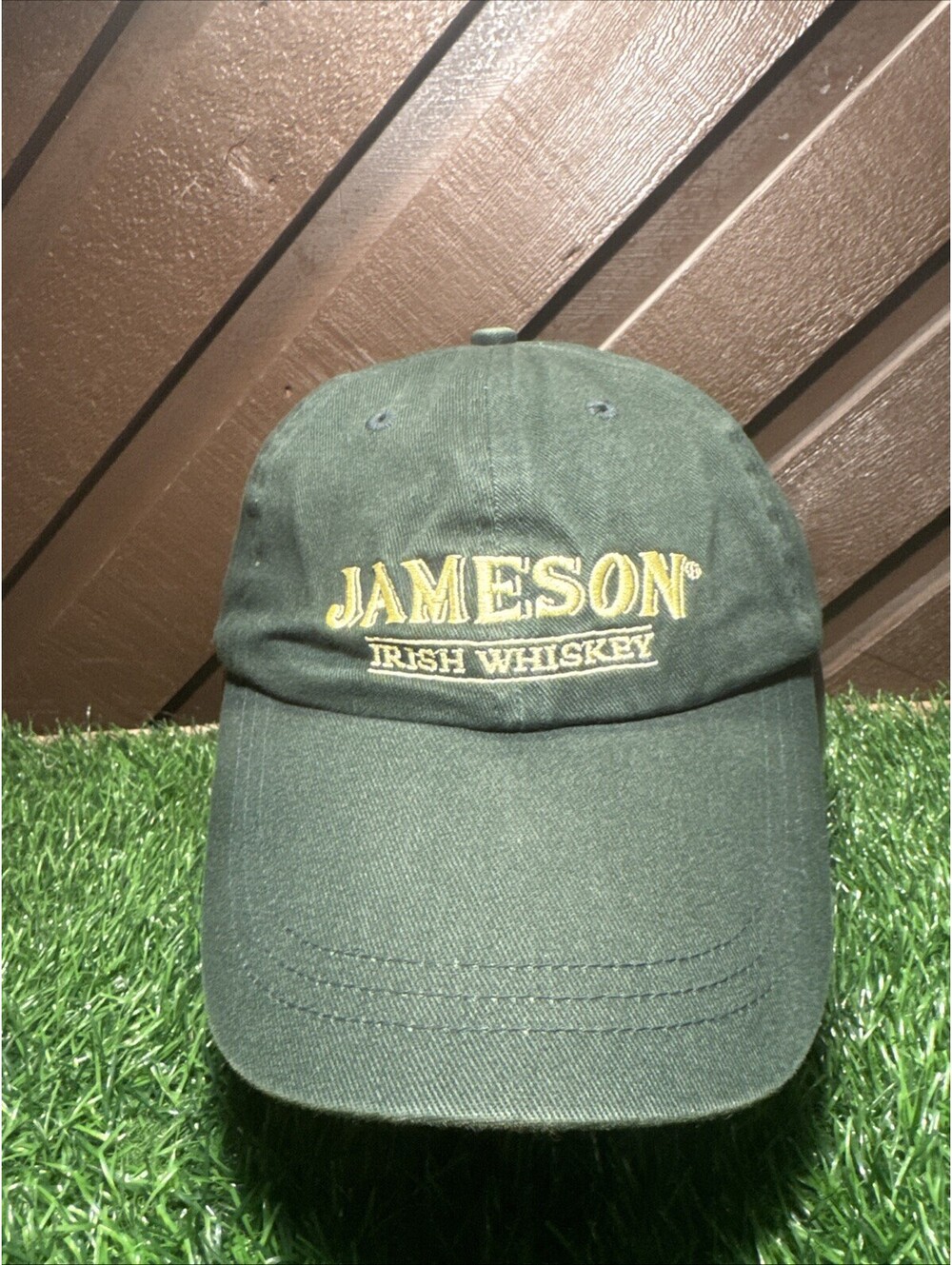 Jameson Irish Whiskey Hat Dad Cap Green Embroidered Logo Leather Strapback Promo